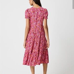J. Crew Pink Floral Midi Dress